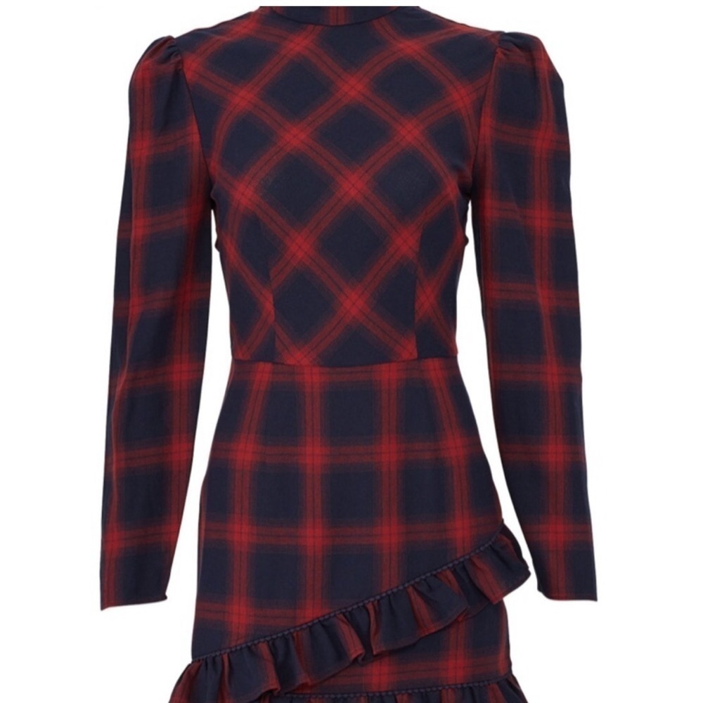 Plaid Long Sleeve Mini Ruffle Dress - Picture 6 of 6